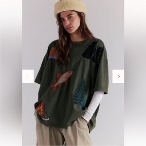 Free People Denim and Bone Camping Tee